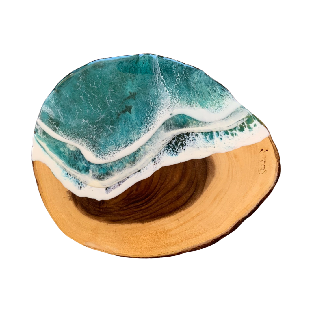 Ocean Resin Roundish Charcuterie Board 13” x 11” x 3/4”