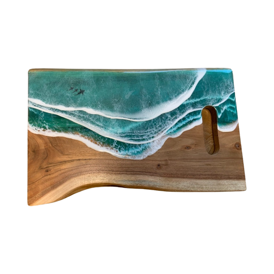 Ocean Resin Live Edge Charcuterie Board, 21” x 13” x  1”