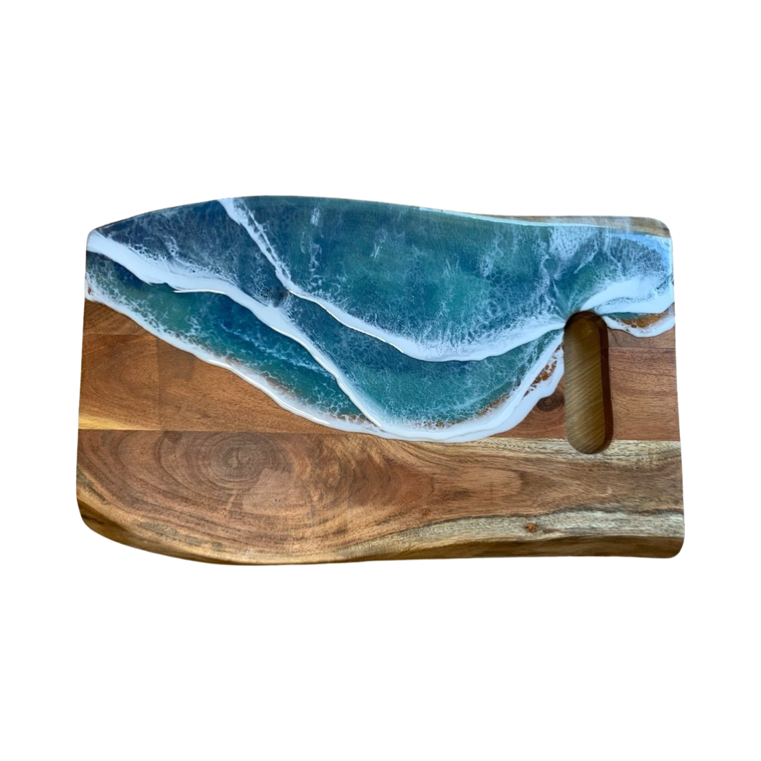 Ocean Resin Live Edge Charcuterie Board, 21” x 13” x  1”