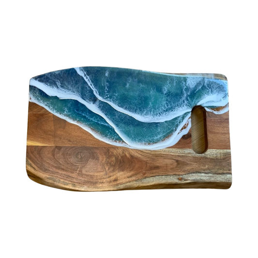 Ocean Resin Live Edge Charcuterie Board, 21” x 13” x  1”