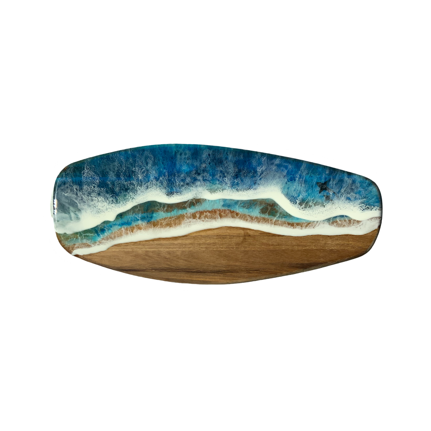 Ocean Resin Charcuterie Board, Blue Surf Board Style, 20.5” x 9” x 3/4” Large