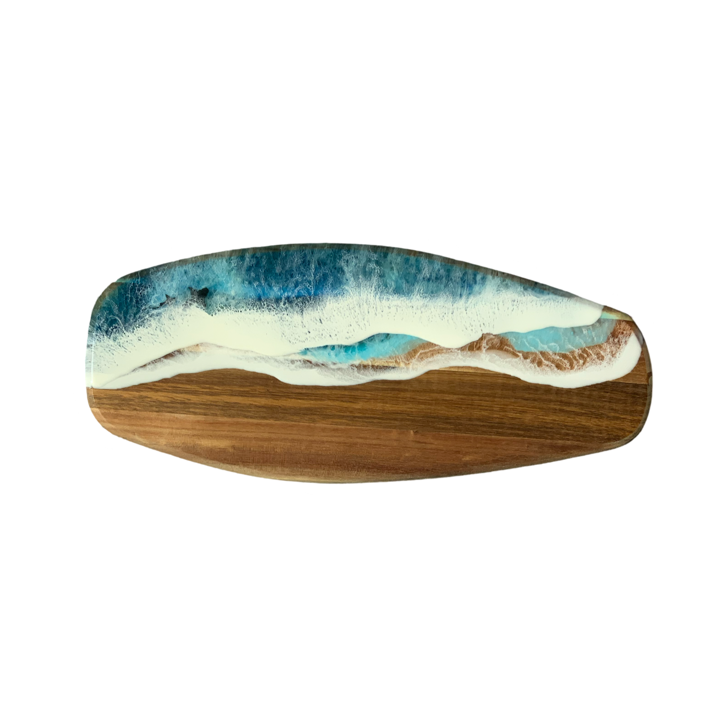 Ocean Resin Charcuterie Board, Blue Surf Board Style, 20.5” x 9” x 3/4” Large