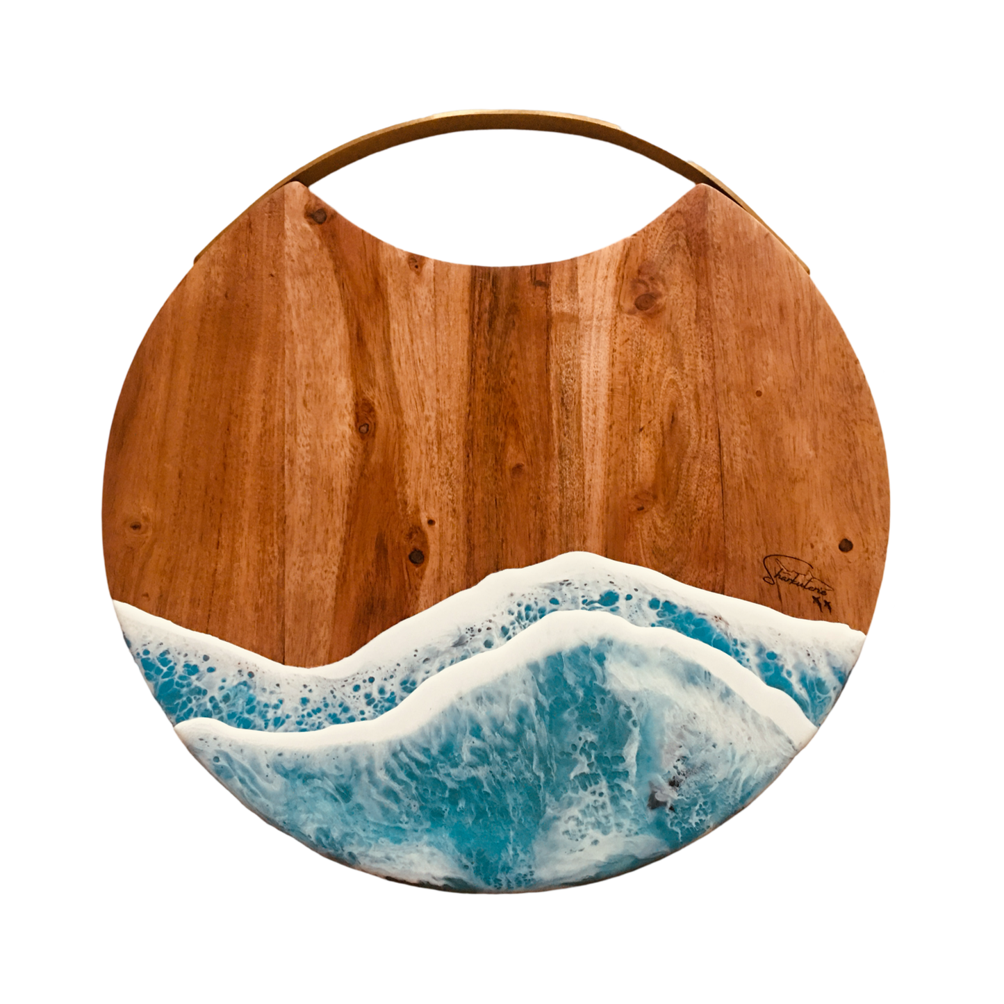 Ocean Resin Charcuterie Board, Blue Waves  14.5” Round